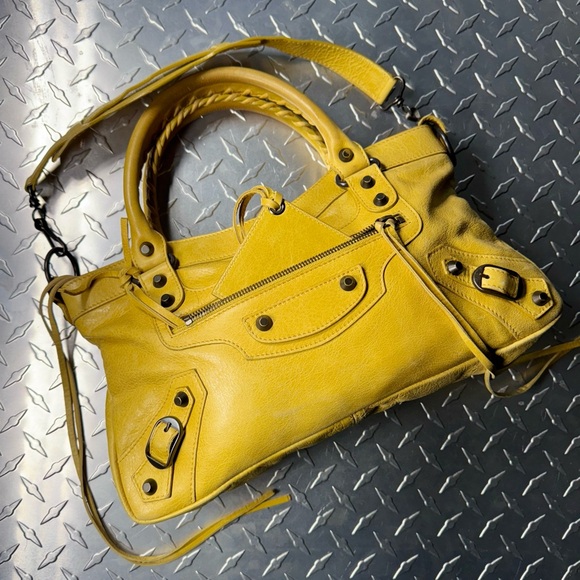 Balenciaga First Moto City Bag in Mustard Yellow - Picture 2 of 12